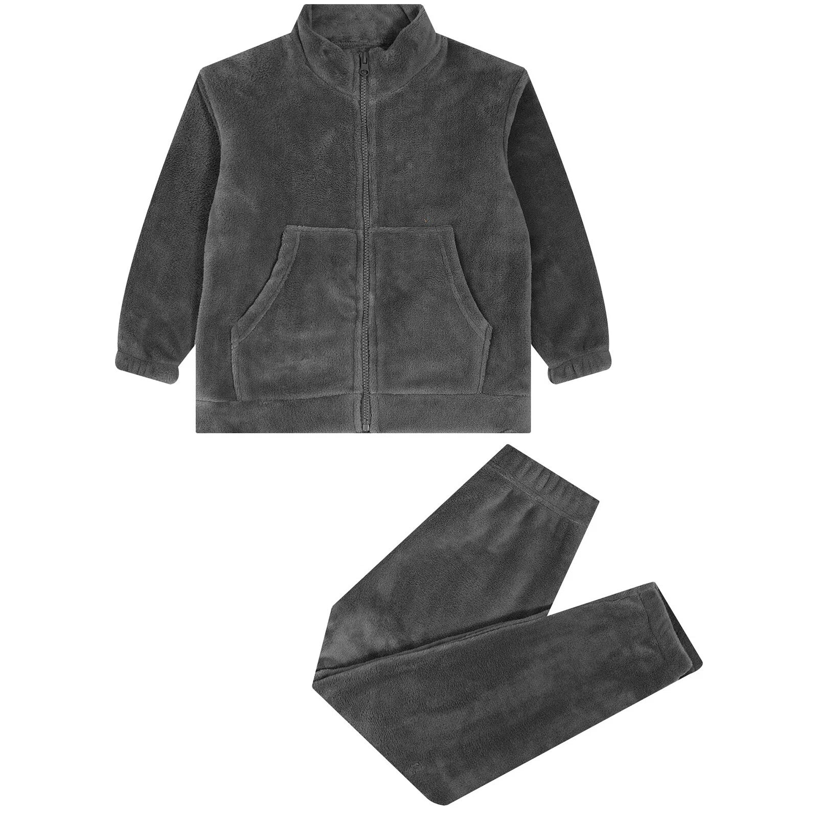 Kids Nightwear Warm Pajama Set Comfy Sleepwear Zipper Homewear 2 Piece Outfits