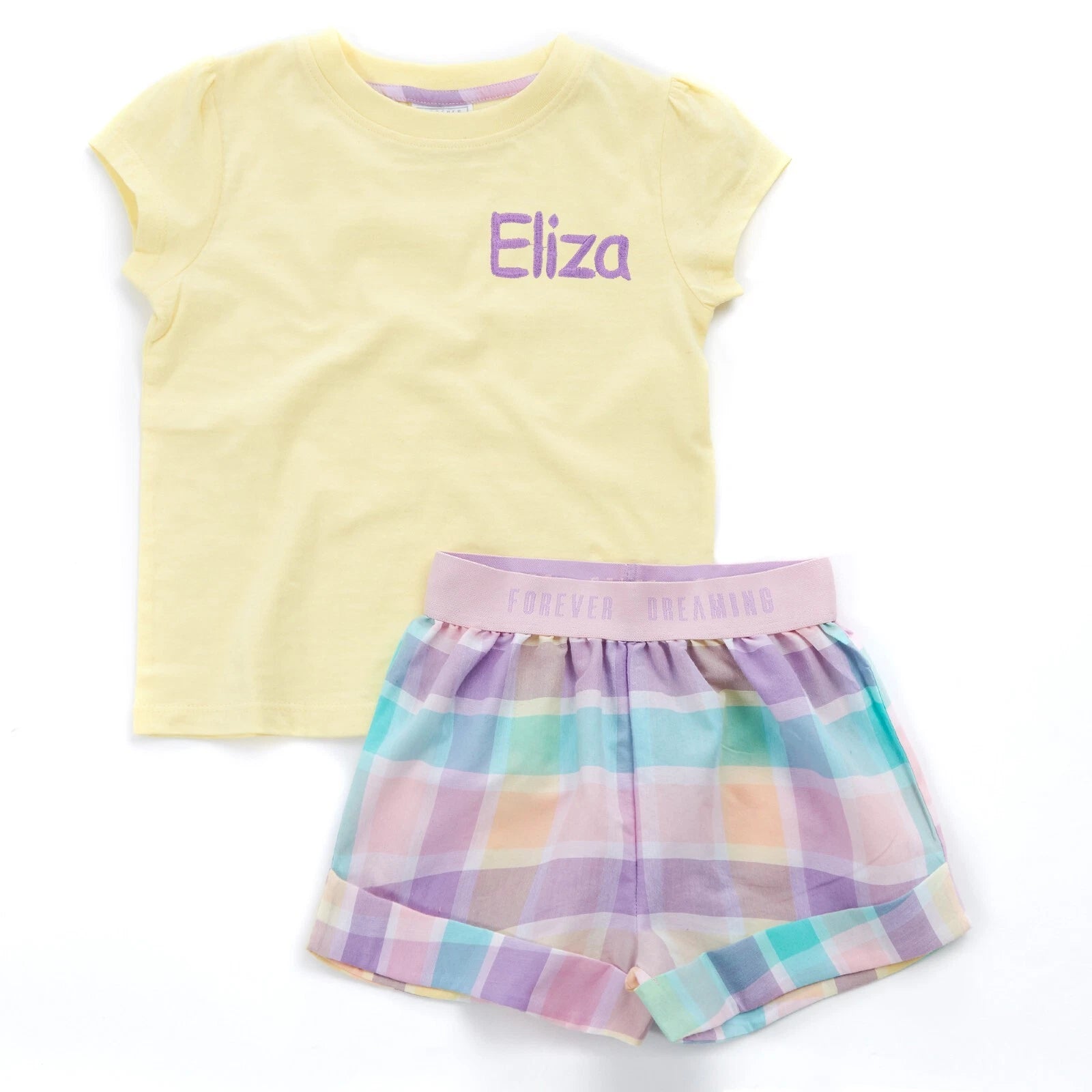 Personalised Short Cotton Pyjamas Kids Summer Shorts Sleeved Pjs Set Nightwear