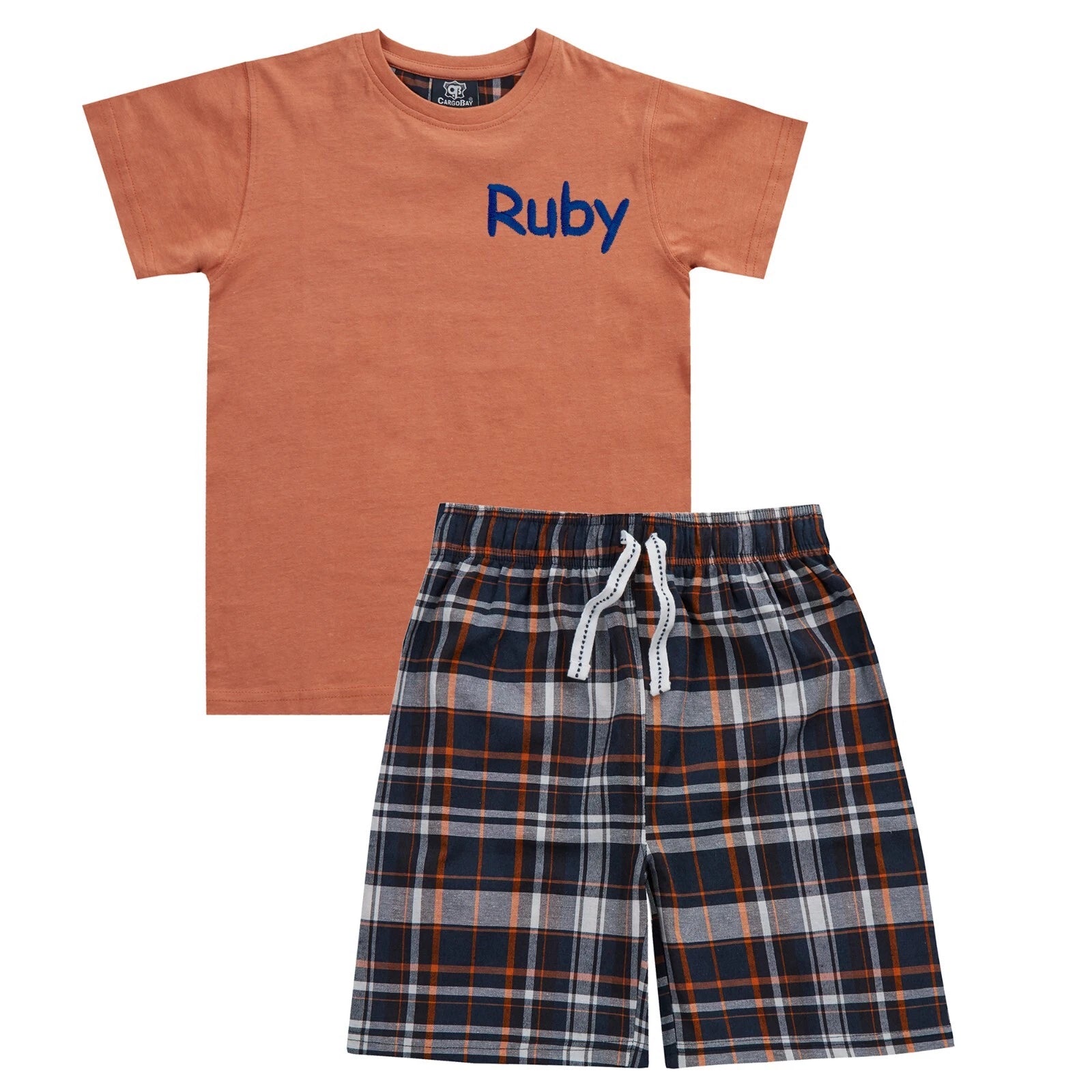 Personalised Short Cotton Pyjamas Kids Summer Shorts Sleeved Pjs Set Nightwear