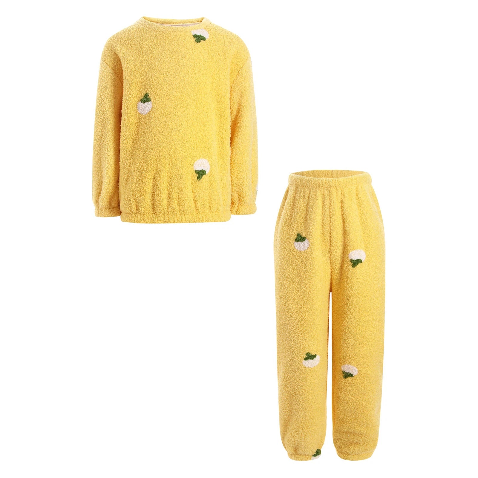 Kids Pyjamas Fleece Nightwear Elastic Waist Pyjama Set Warm 2 Piece-