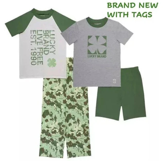 Lucky Brand Youth 4-piece Pajama Set  Color: Multi Green, Multi Blue