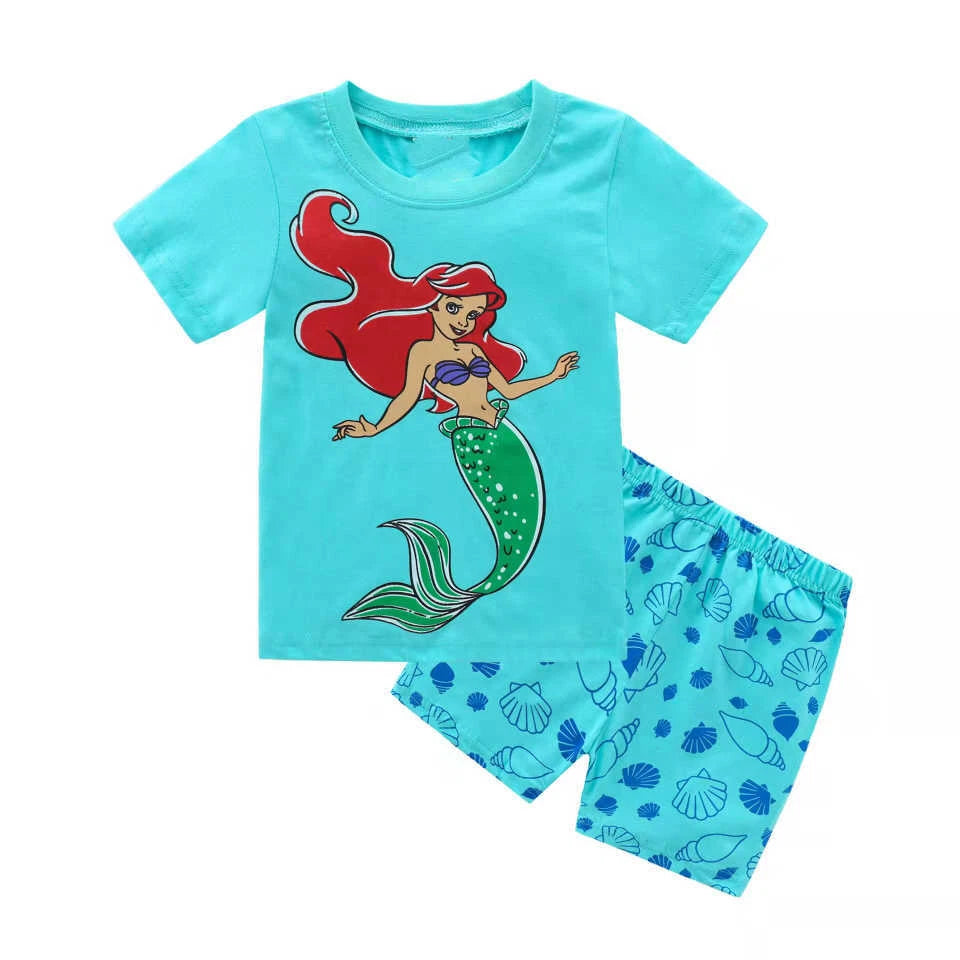 NEW Disney Cartoon Girls Short Sleeve 2-Piece Pajama Set