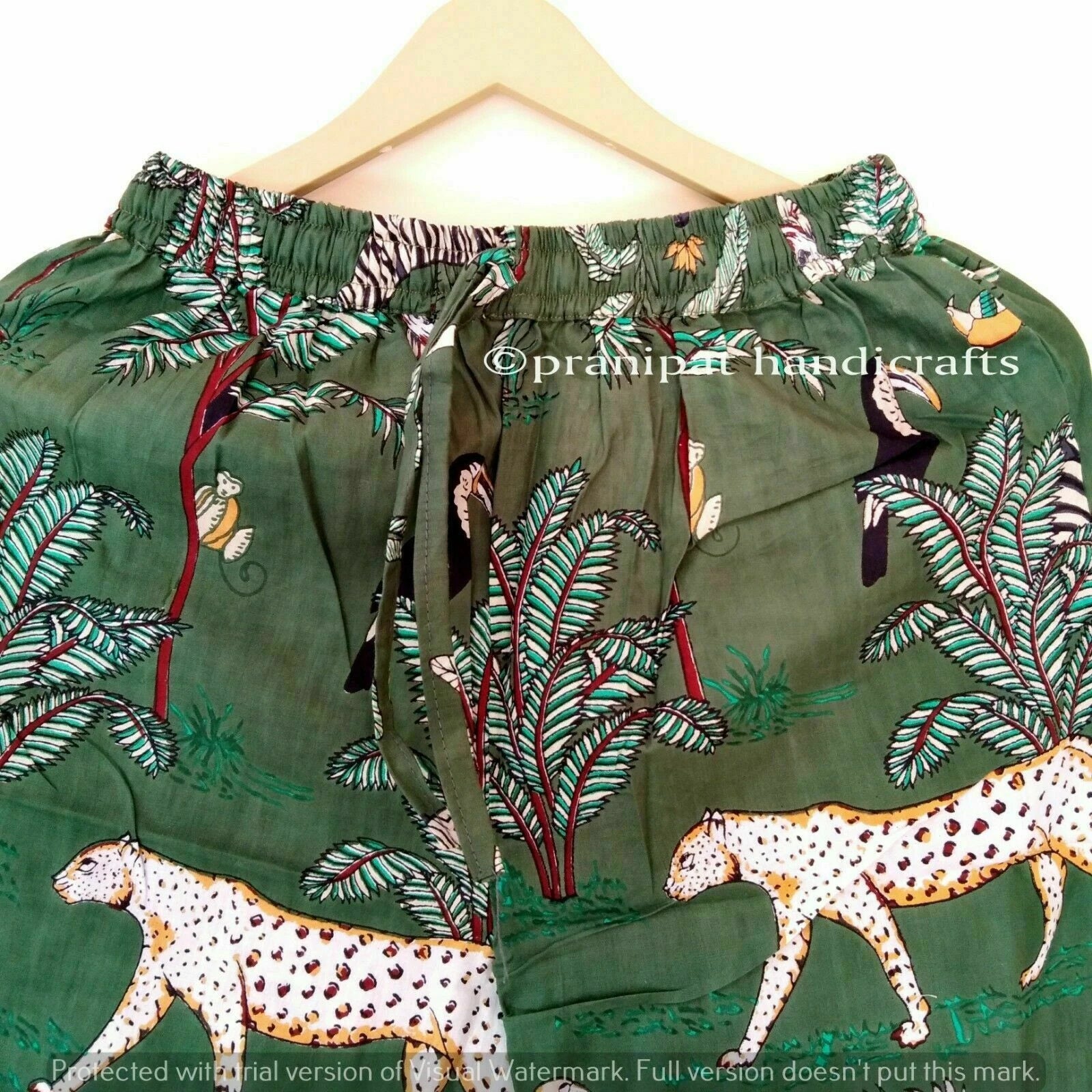 Indian Animal Printed Cotton Green Hippie Women Gypsy Sleepwear Boho Pajama set