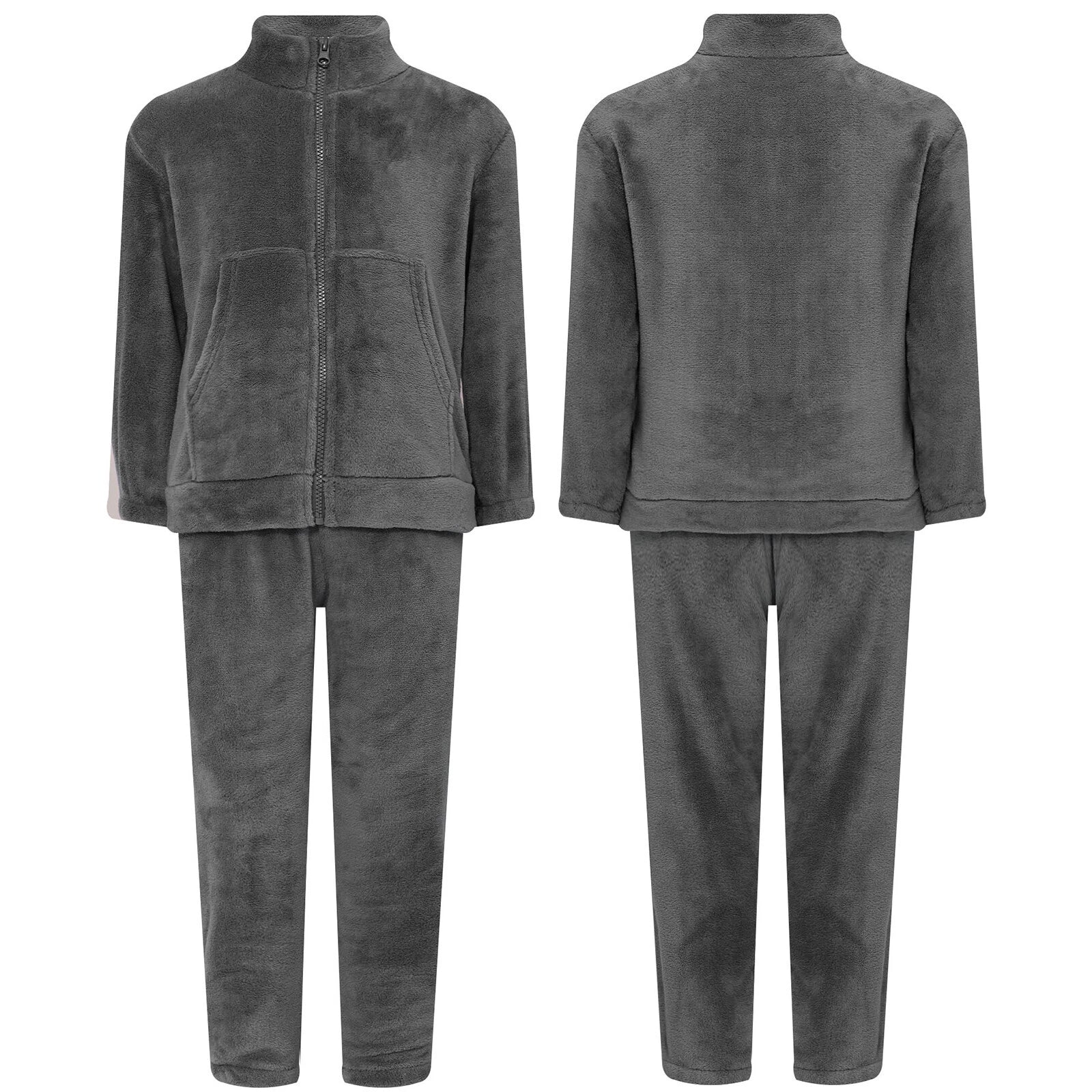 Kids Nightwear Warm Pajama Set Comfy Sleepwear Zipper Homewear 2 Piece Outfits