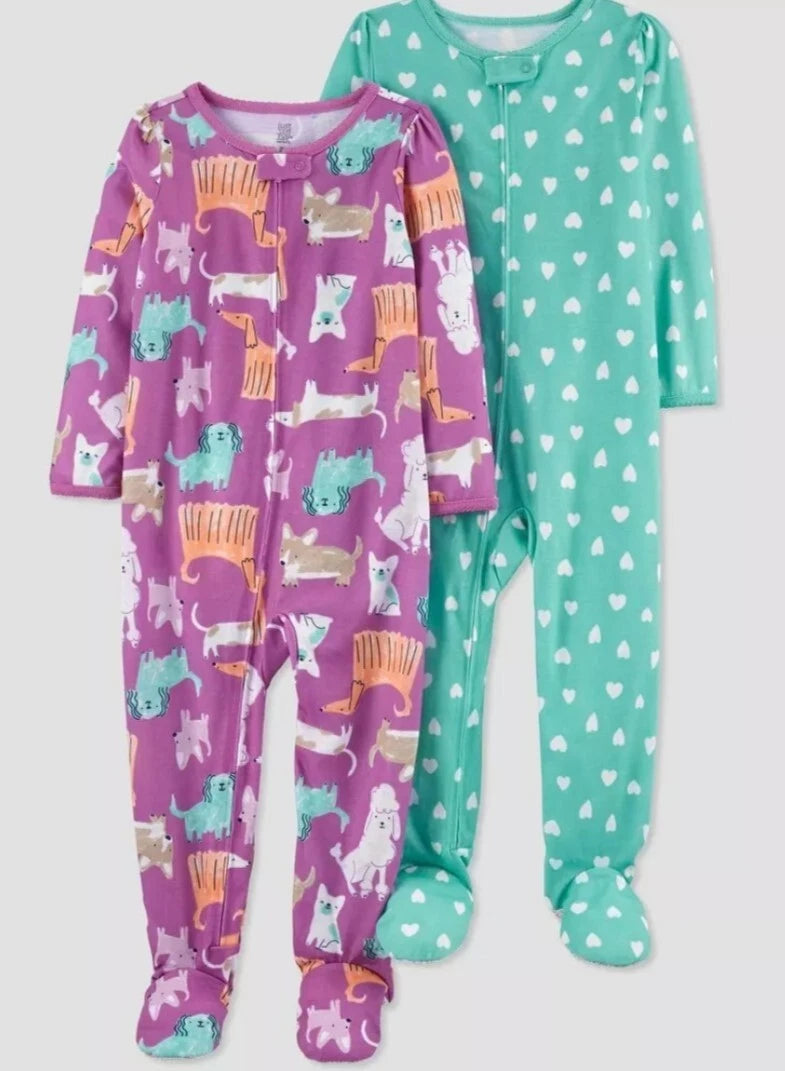 2 Pack Carter's Just One You® Toddler Girls' Dogs Footed Pajama - Purple