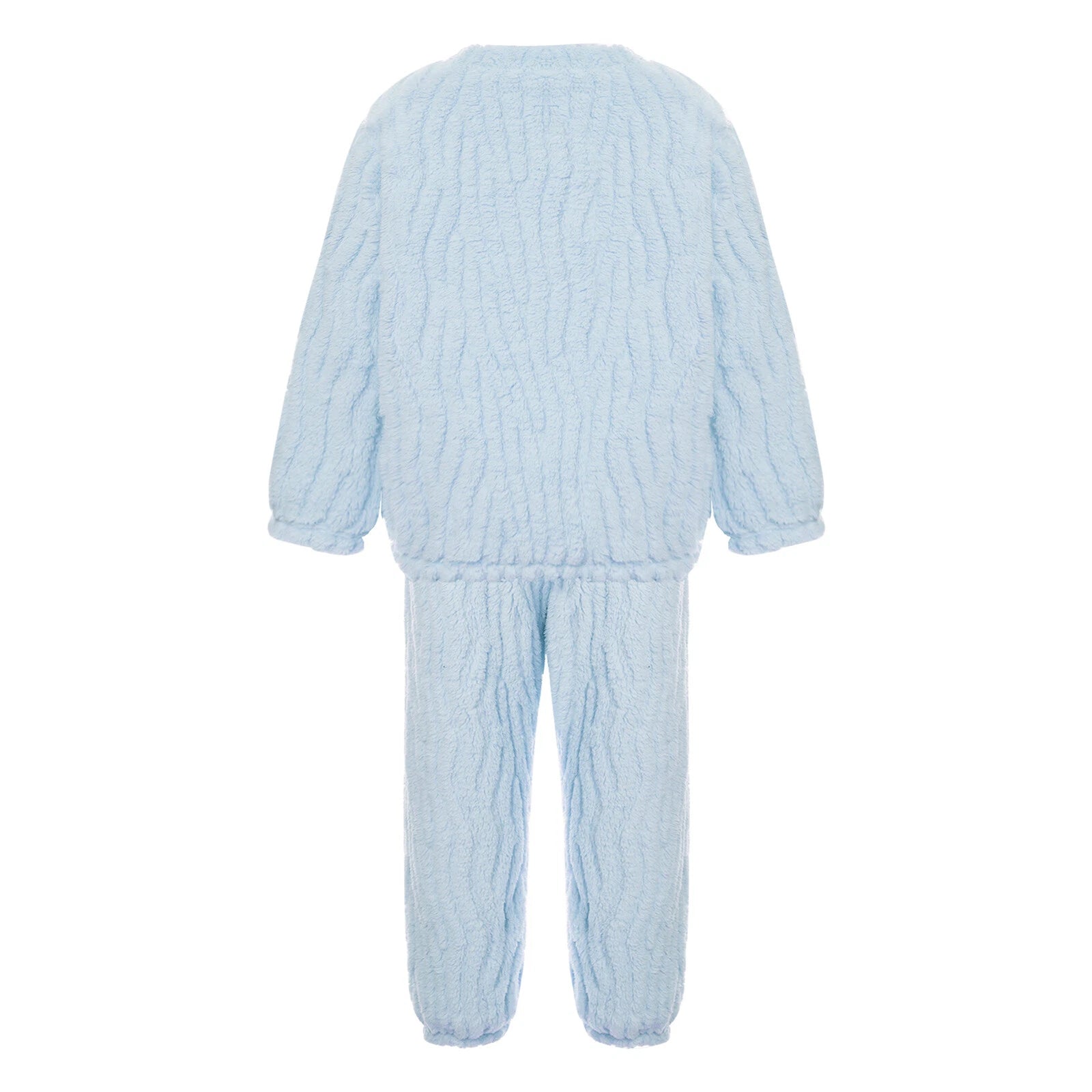 Kids Pajamas Set Flannel Sleepwear Bear Tops Pullover with Plush Pants Trousers