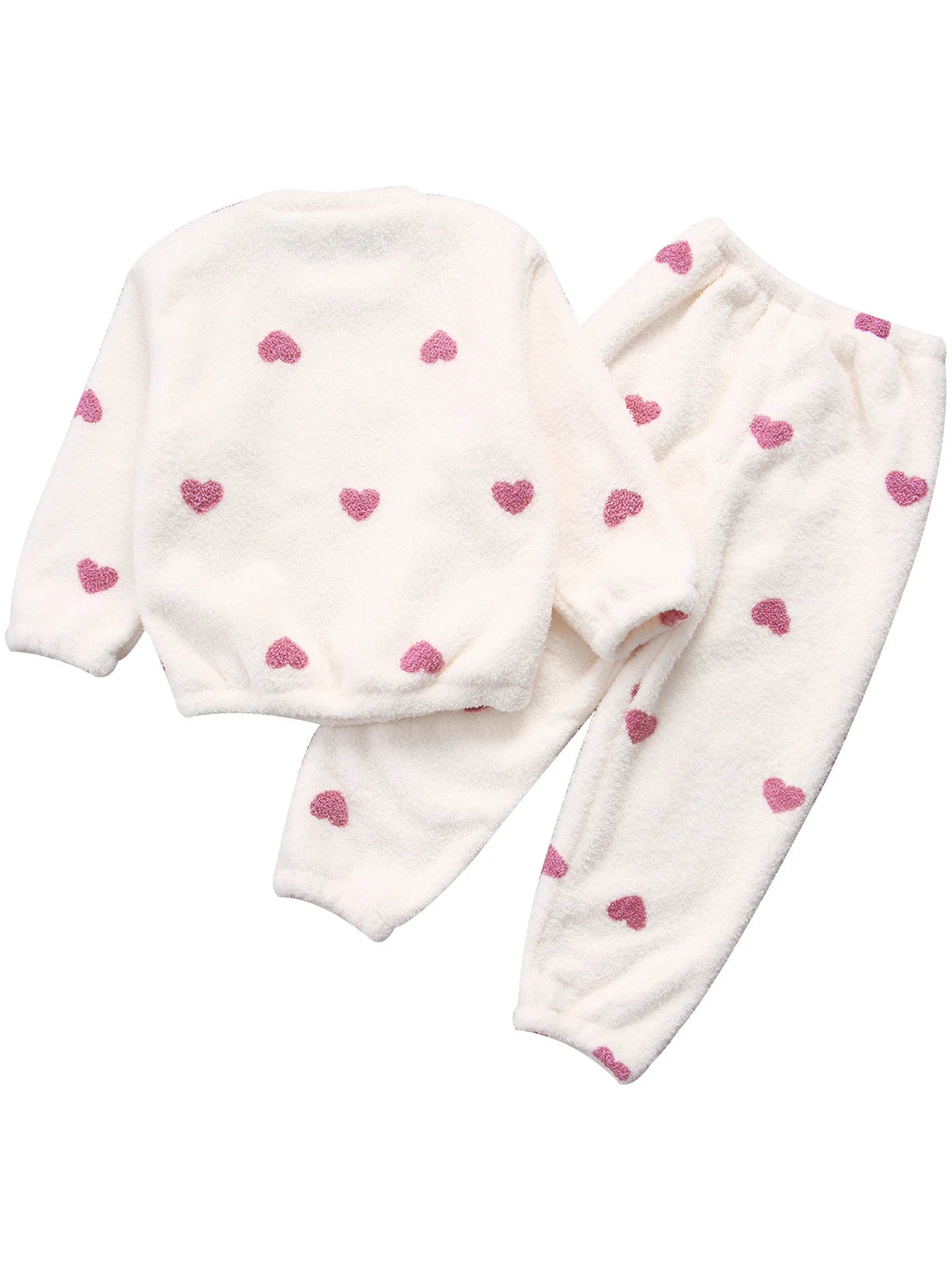 Kids Pyjamas Fleece Nightwear Elastic Waist Pyjama Set Warm 2 Piece-