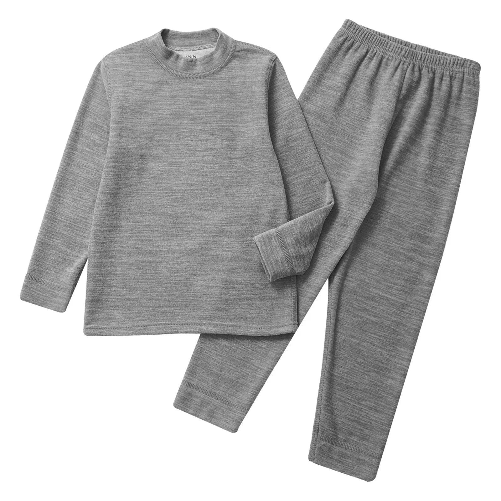 Girls Boys Pajamas Unisex Base Layer Suit Mock Neck Thermal Underwear Set Warm