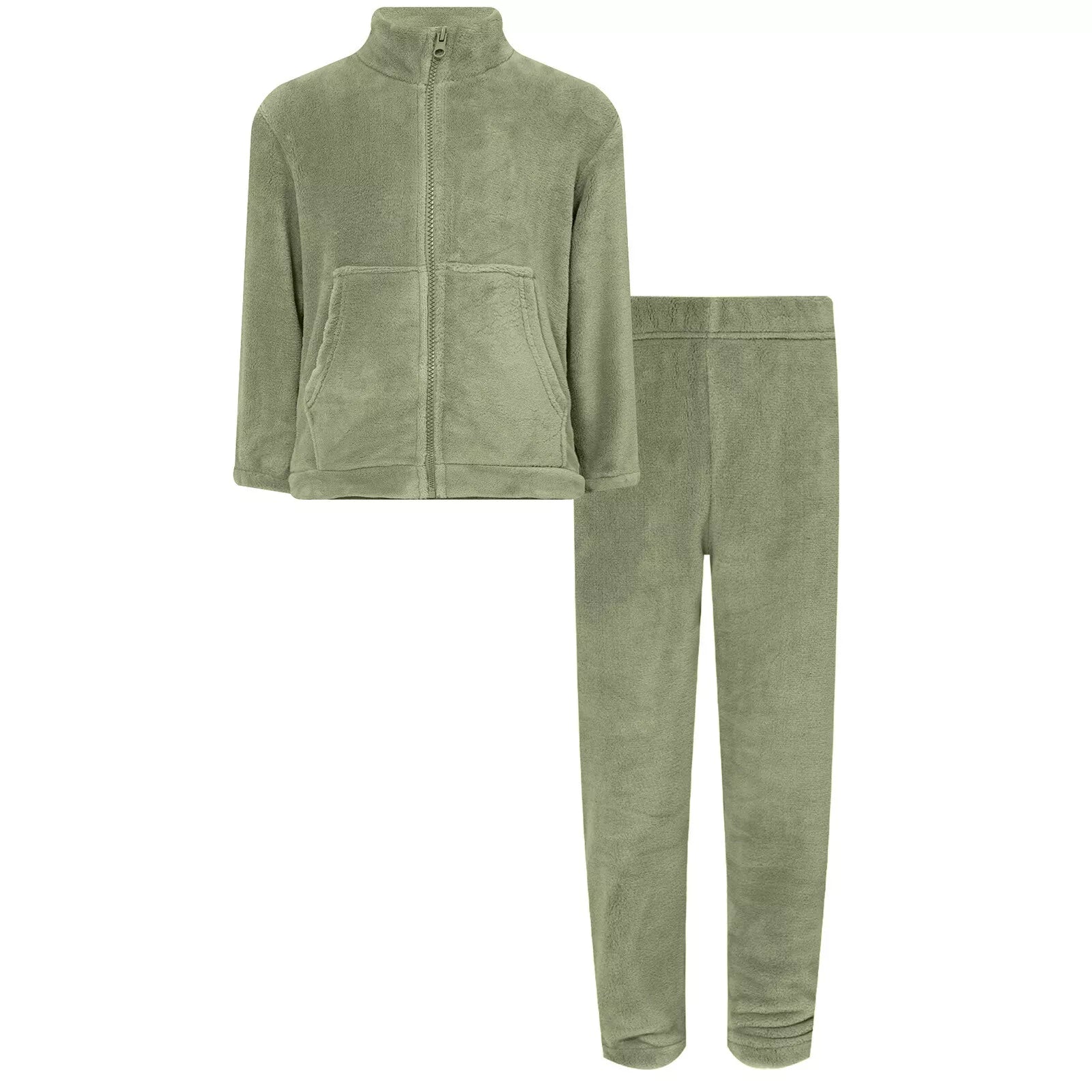 Kids Nightwear Warm Pajama Set Comfy Sleepwear Zipper Homewear 2 Piece Outfits