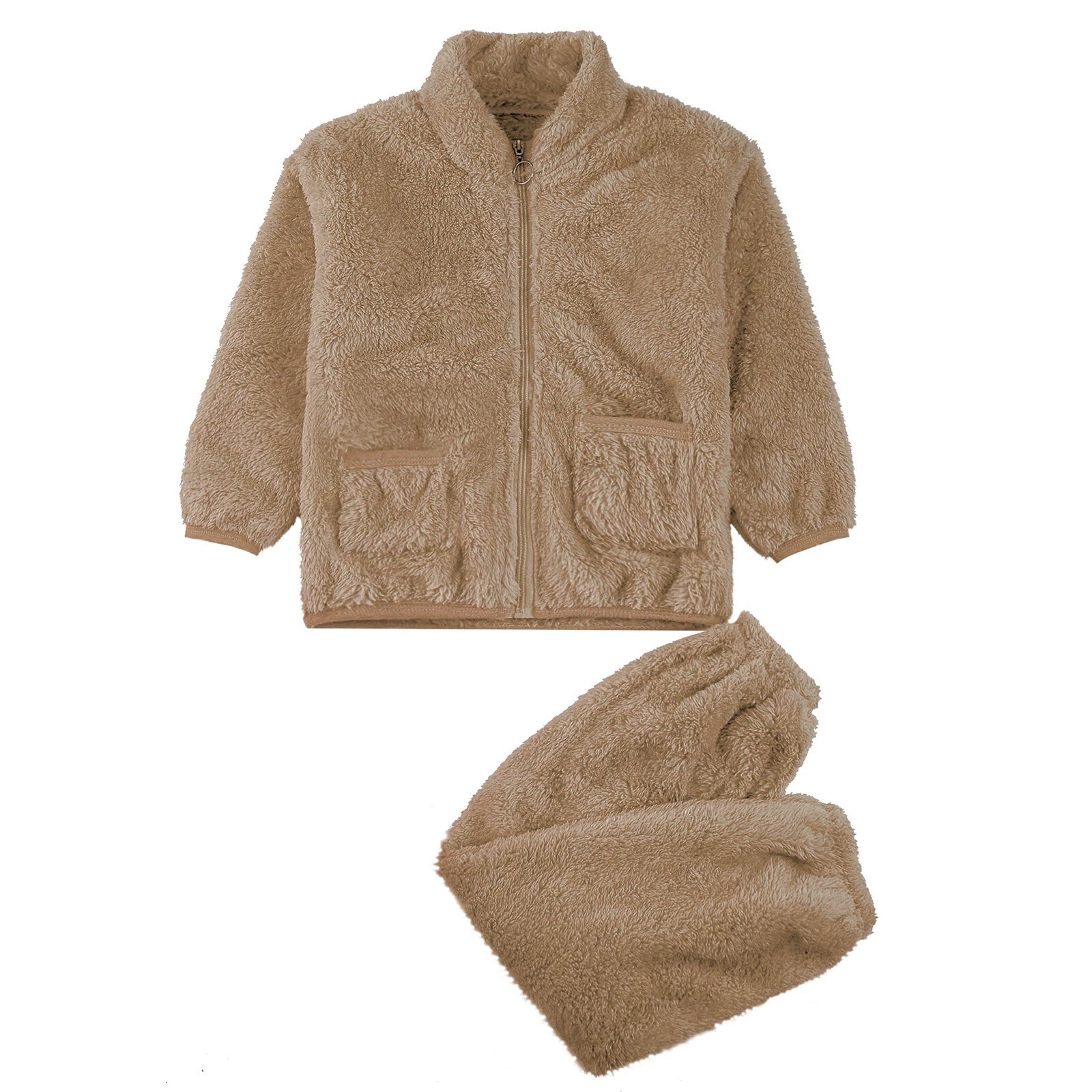 Kids Boys Girls Homewear Long Sleeve Outfits Zipper Pajama Set Comfy Sleepwear