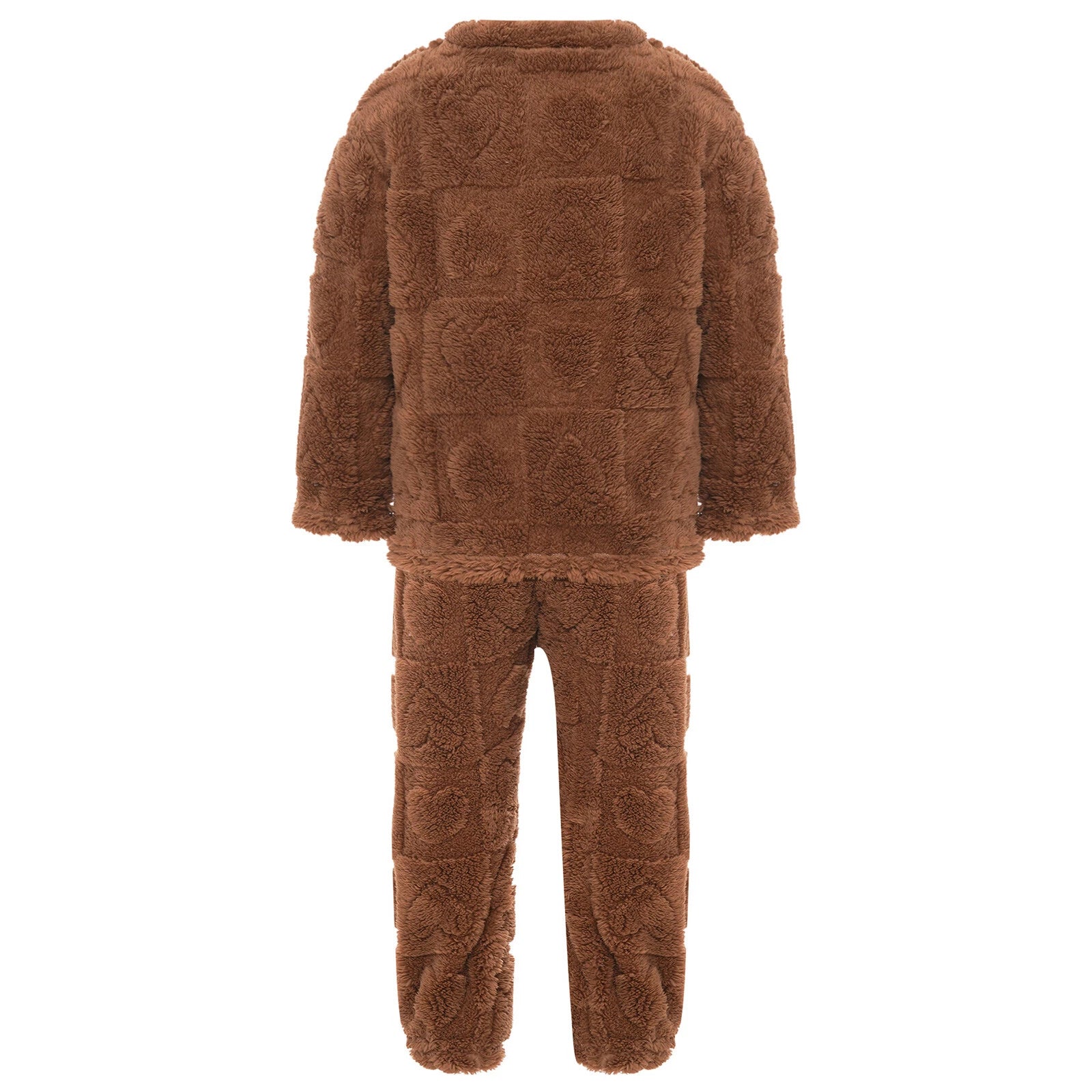 Kids Boys Girls Homewear Round Neck Tops With Pants Solid Color Pajamas Set