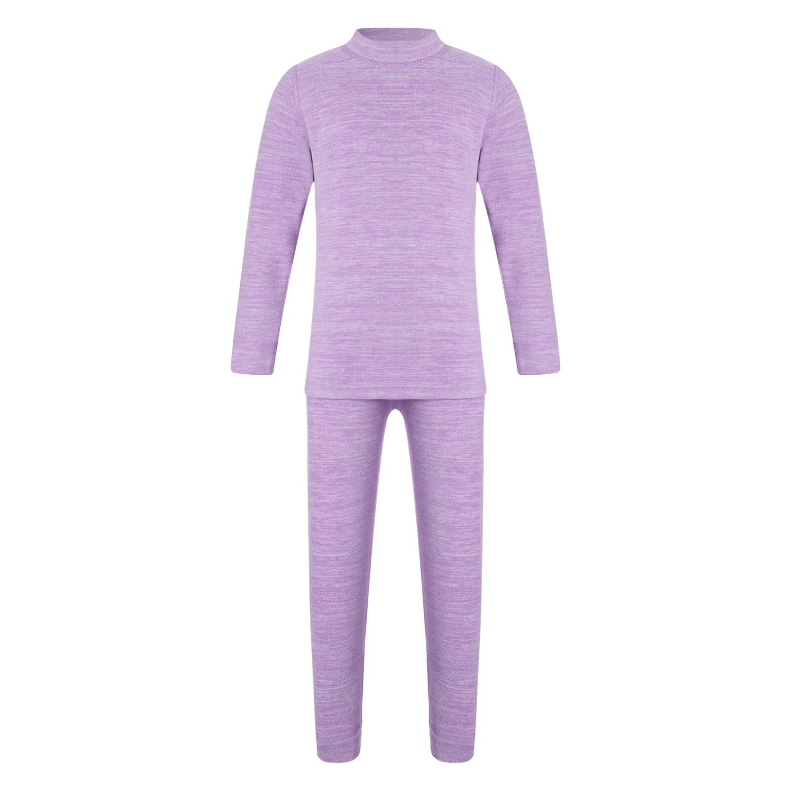 Girls Boys Pajamas Unisex Base Layer Suit Mock Neck Thermal Underwear Set Warm