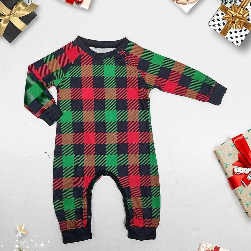 2025 Christmas Deer Grid Print Family Pyjamas Kids Adults Nightwear Pajamas Set*