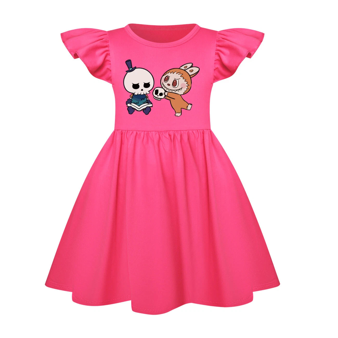 Cartoon Print Girl's Short-Sleeved Pajamas Home Clothes Nightdress Skirt New Hot