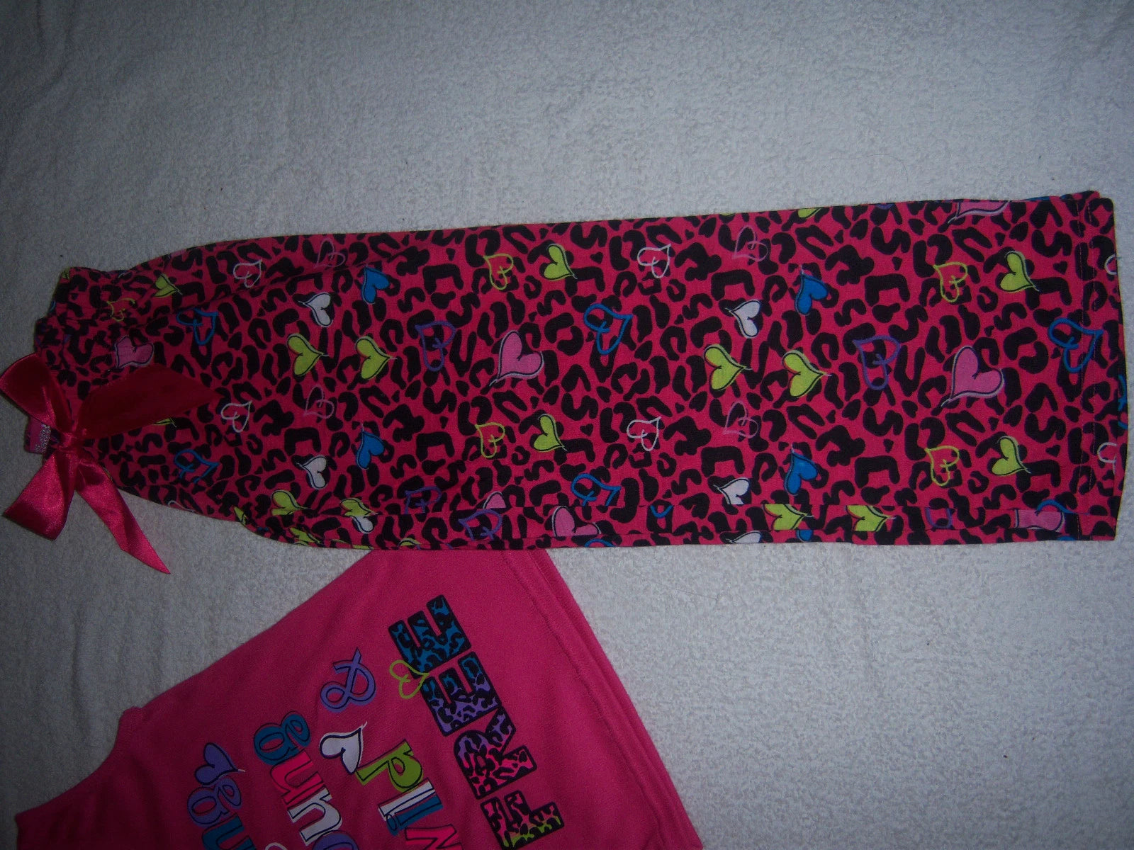 Girl Thing Brand 3 Piece PJ Pink Purple Shorts Pants Tops Set Size XS(4/5) NEW