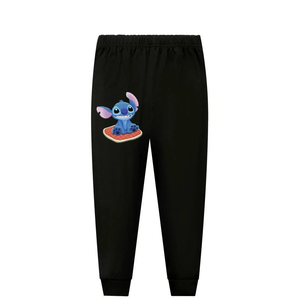 Stitch 5-13 Year Old Girls' Pajama Set, Boys' Cartoon Round Neck Long Sleeve Set