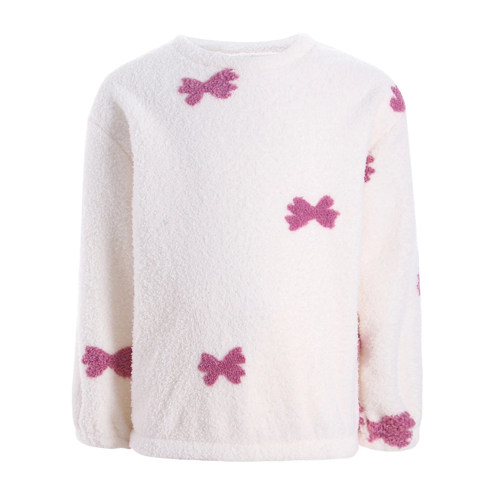 Kids Pyjamas Fleece Nightwear Elastic Waist Pyjama Set Warm 2 Piece-