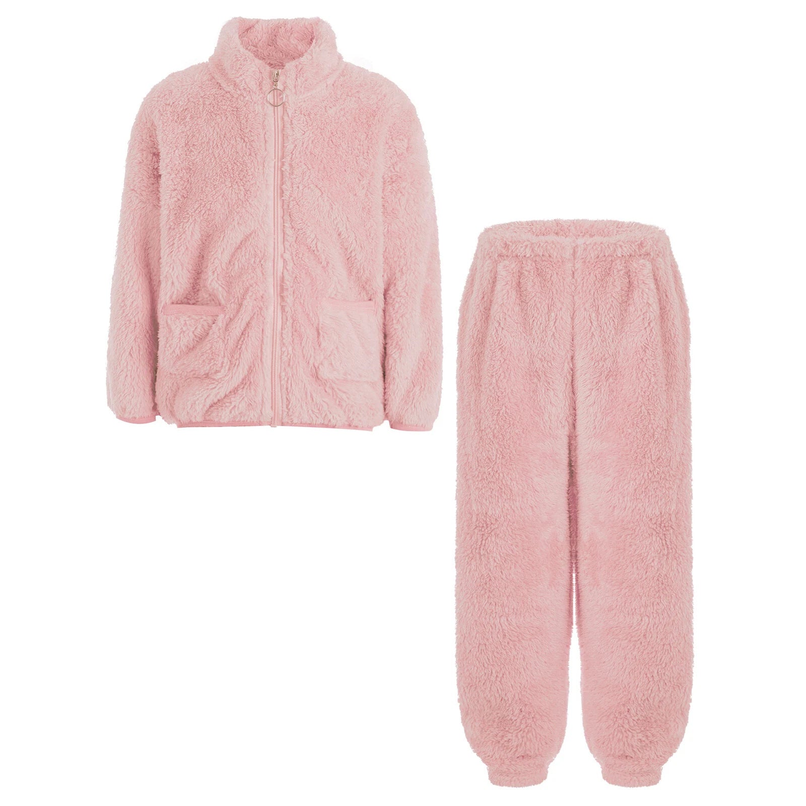 Kids Boys Girls Homewear Long Sleeve Outfits Zipper Pajama Set Comfy Sleepwear