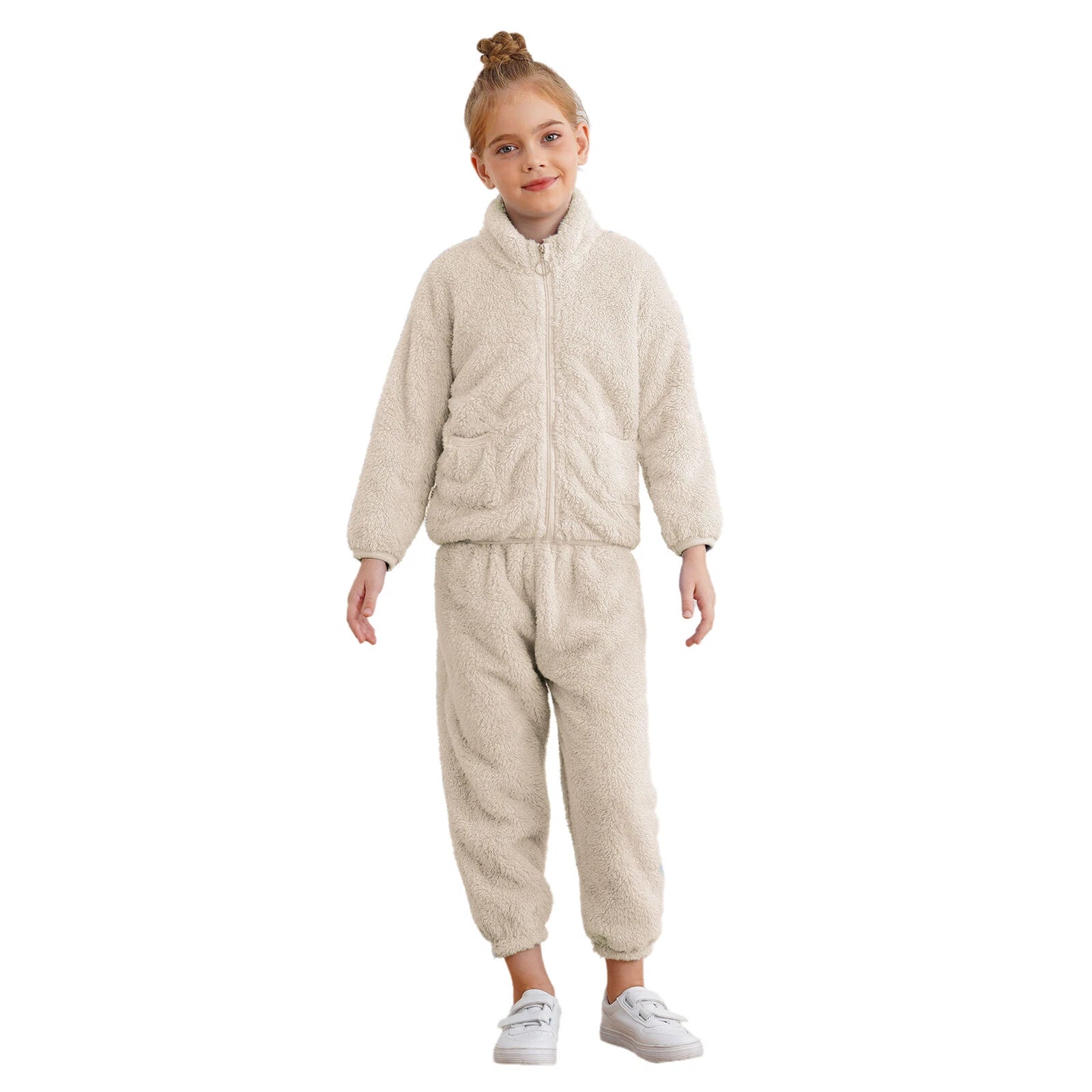 Kids Boys Girls Pajama Set Warm Homewear Flannel Outfits Pants Loungewear Tops