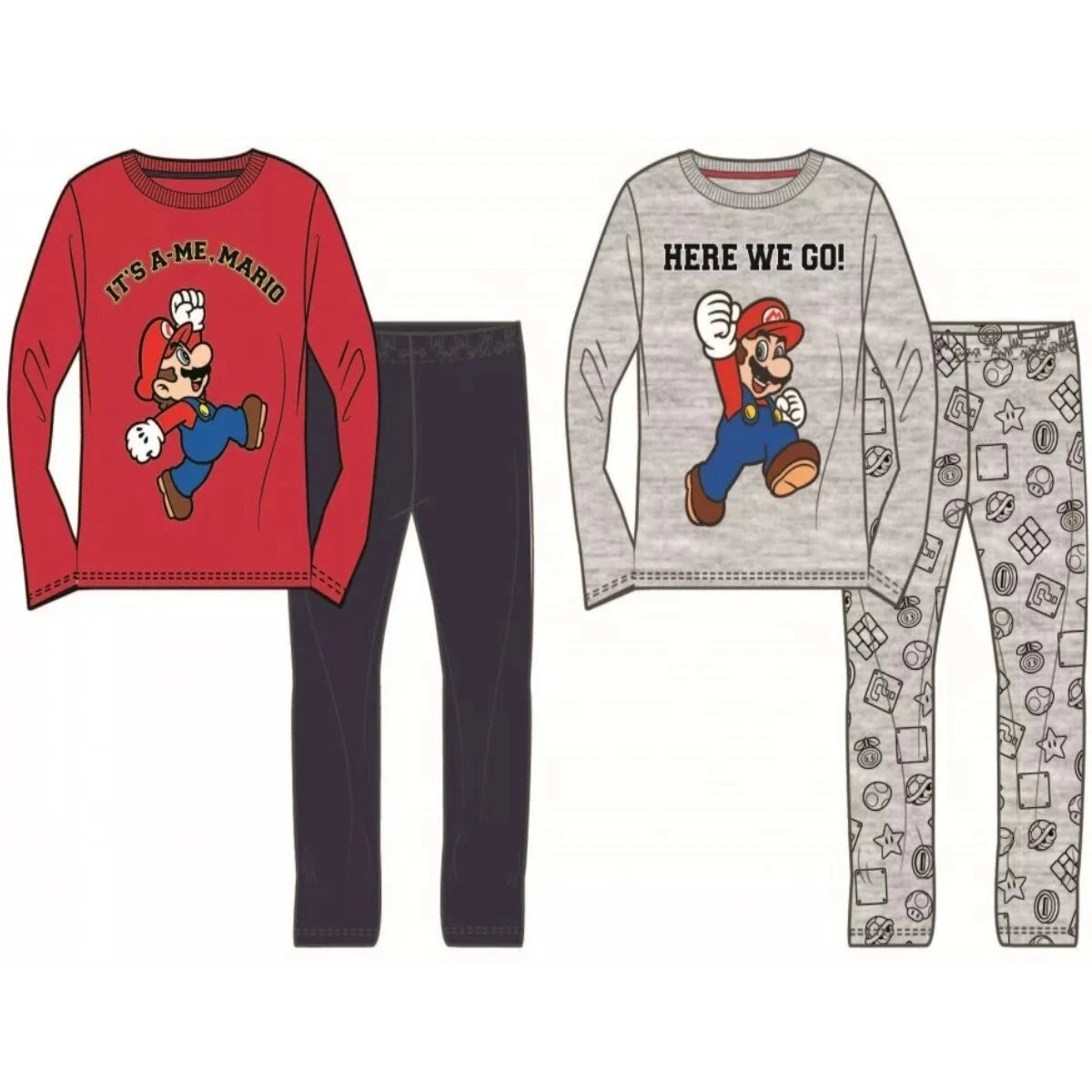 Boys Kids Super Mario Long Sleeve Pyjamas PJs Set Age 3 4 5 6 7 8 9 10 11 12 yrs