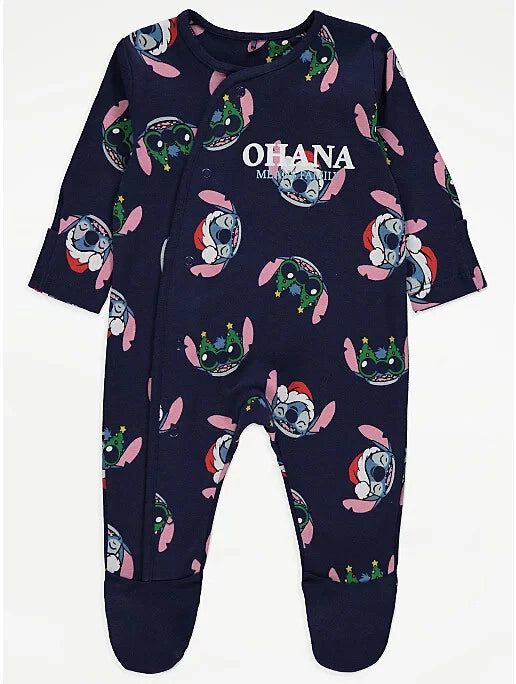 Christmas Family Matching Disney Lilo & Stitch Ohana Navy Blue Pyjamas George