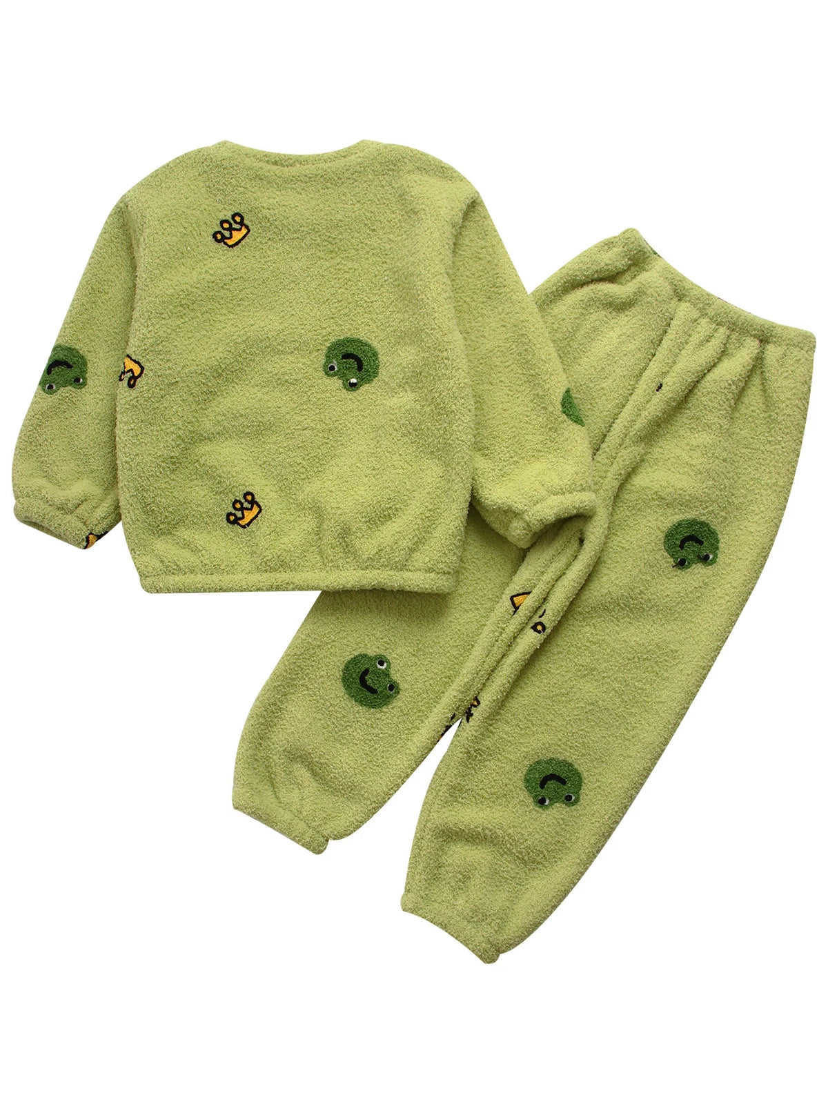 Kids Pyjamas Fleece Nightwear Elastic Waist Pyjama Set Warm 2 Piece-