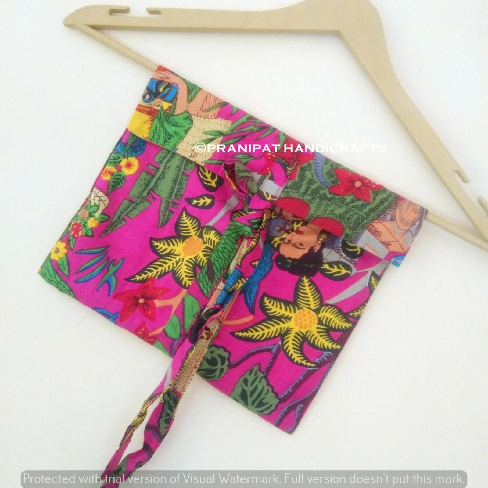 Indian Floral Print Cotton Pink Women Nightwear Top-Pajama set Sleepwear