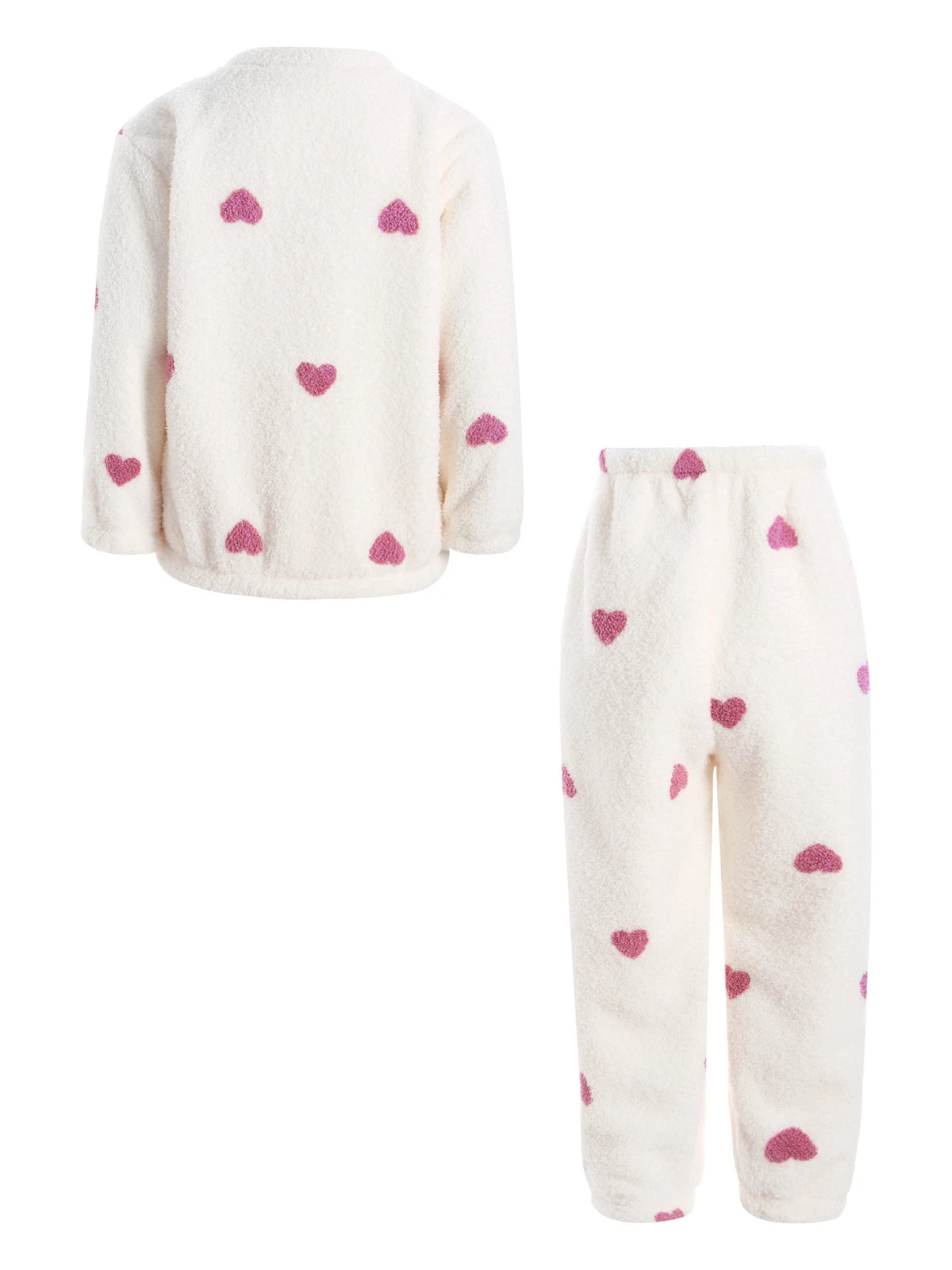 Kids Pyjamas Fleece Nightwear Elastic Waist Pyjama Set Warm 2 Piece-