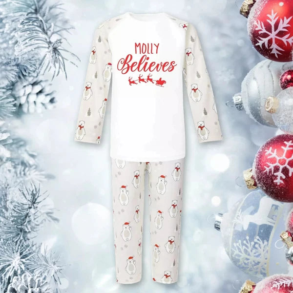 Personalised Christmas Pyjamas PJs Set  Eve Xmas Kids Children's
