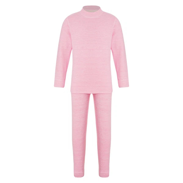Girls Boys Pajamas Unisex Base Layer Suit Mock Neck Thermal Underwear Set Warm