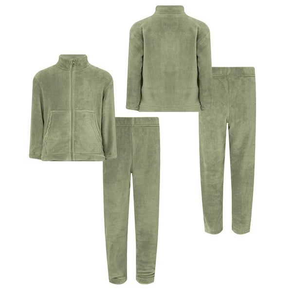 Kids Nightwear Warm Pajama Set Comfy Sleepwear Zipper Homewear 2 Piece Outfits