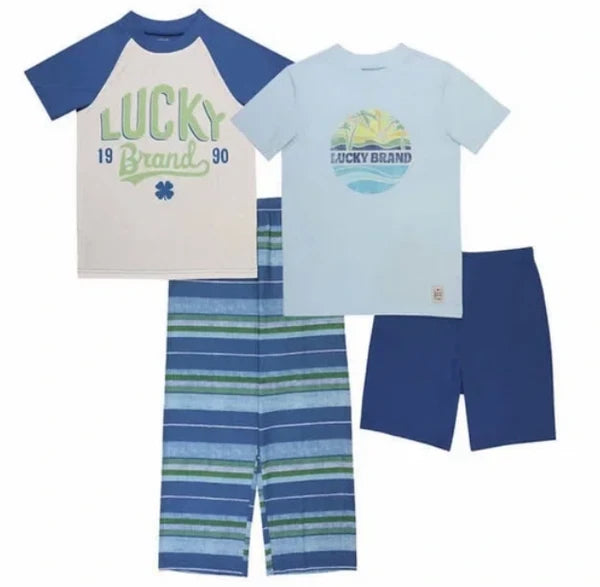 Lucky Brand Youth 4-piece Pajama Set  Color: Multi Green, Multi Blue