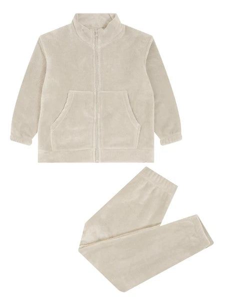 Kids Nightwear Warm Pajama Set Comfy Sleepwear Zipper Homewear 2 Piece Outfits