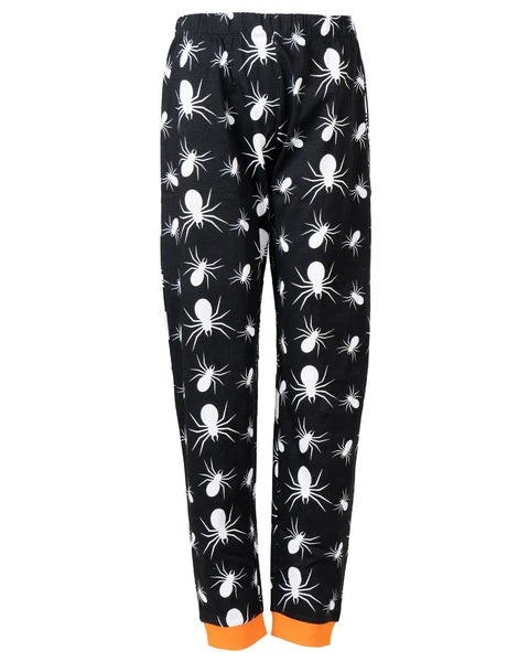 Kids Halloween Pyjamas Set Boys Girls Pumpkin Orange Spider Nightwear Top Bottom