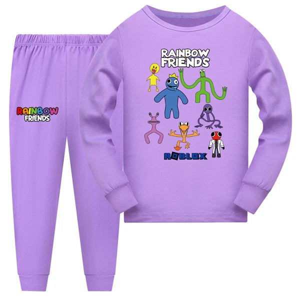 Children's Rainbow Friends Pajama Cotton Top+Pants Pajama Set Gift Birthday
