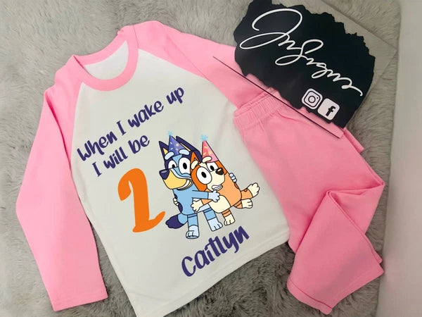 Personalised Bluey When I Wake Up Pyjamas Birthday Children's Birthday Gift