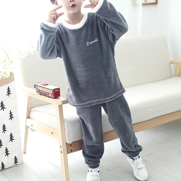 Girls Boys Pajamas Suit Long Sleeve Tops with Pants Sleepwear Winter Nightwear