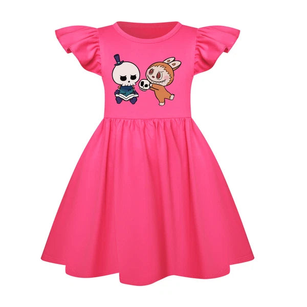 Cartoon Print Girl's Short-Sleeved Pajamas Home Clothes Nightdress Skirt New Hot