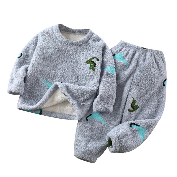 Unisex Kids Sleepwear Girls Set Print Pajamas Pullover Round Neck Cute Suit Top