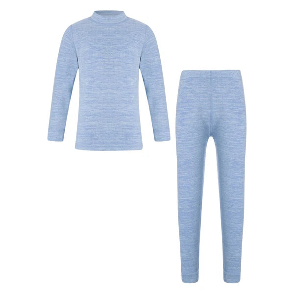 Girls Boys Pajamas Unisex Base Layer Suit Mock Neck Thermal Underwear Set Warm