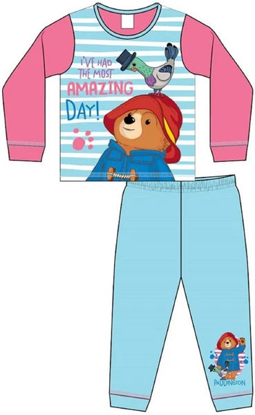 PADDINGTON BEAR Girl's Pyjamas / Pink & Blue PJs Sizes 18 Months - 5 Years