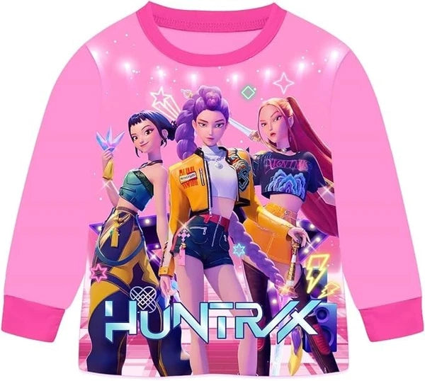 Kids Girls KPop Demon Hunters Cartoon Graphics Printed Pajamas Set Sleepwear