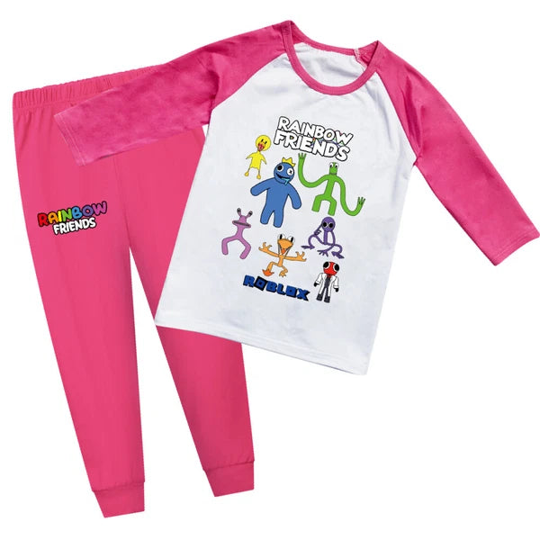 Children's Rainbow Friends Pajama Cotton Top+Pants Pajama Set Gift Birthday
