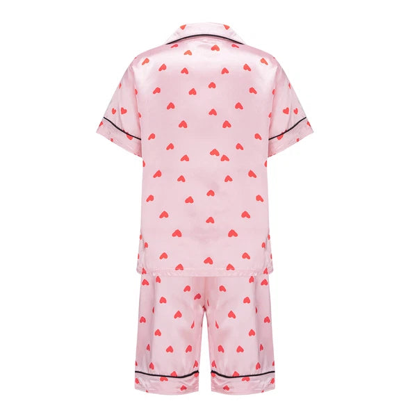 Boys Girls Pajamas Set Sleepwear Button Closure Top Shorts Nightwear Loungewear