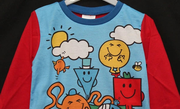 MR MEN Boys Pyjamas/ Red & Blue Long-Sleeved PJs Sizes 18 Months-5 Years