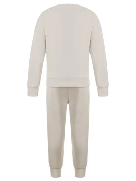 Kids Pajamas Set Flannel Sleepwear Bear Tops Pullover with Plush Pants Trousers