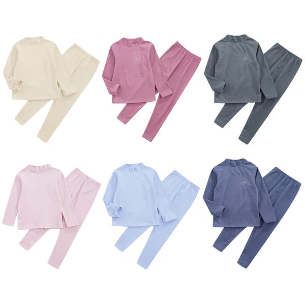 Kids Boys Girls Tees Long Sleeve Top Bear Print Sleepwear Pajamas Loungewear