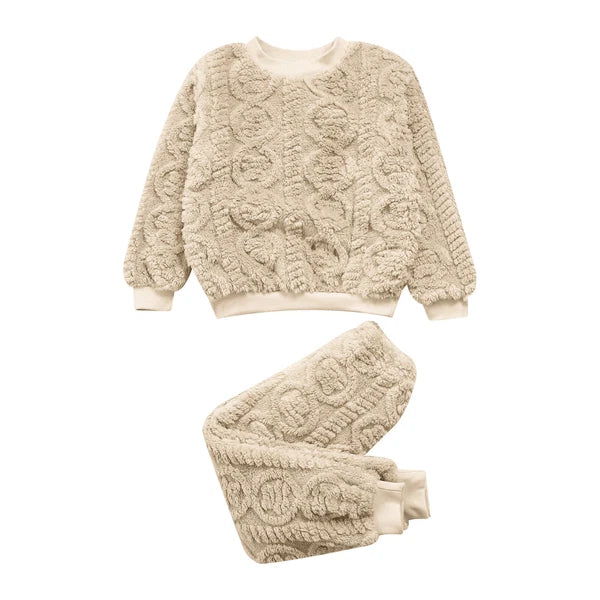 Kids Set Warm Pajamas Stand Collar Sleepwear Long Sleeve Nightwear Sleep Fancy