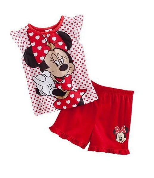 NEW Disney Cartoon Girls Short Sleeve 2-Piece Pajama Set