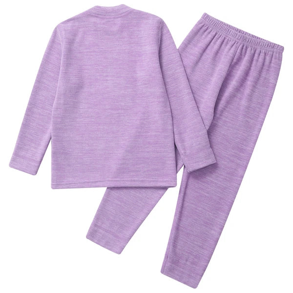 Girls Boys Pajamas Unisex Base Layer Suit Mock Neck Thermal Underwear Set Warm